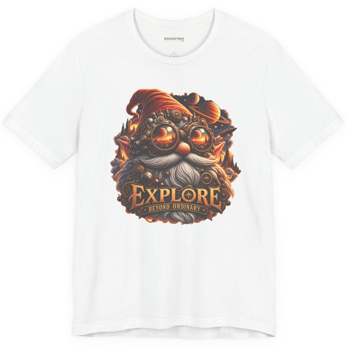 Clockwork Explorer - Classic Jersey Tee in White, front view
