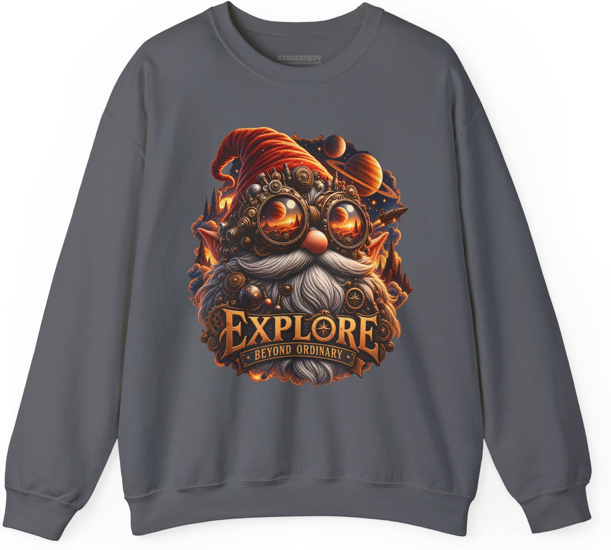 Clockwork Explorer - Crewneck Sweatshirt in Charcoal, front view