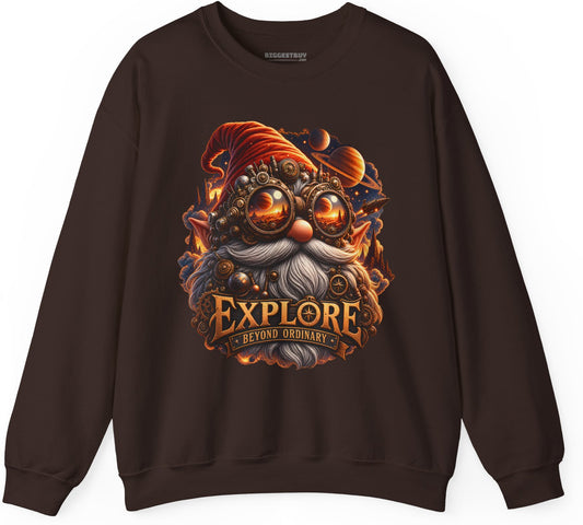 Clockwork Explorer - Crewneck Sweatshirt in Dark Chocolate, front view