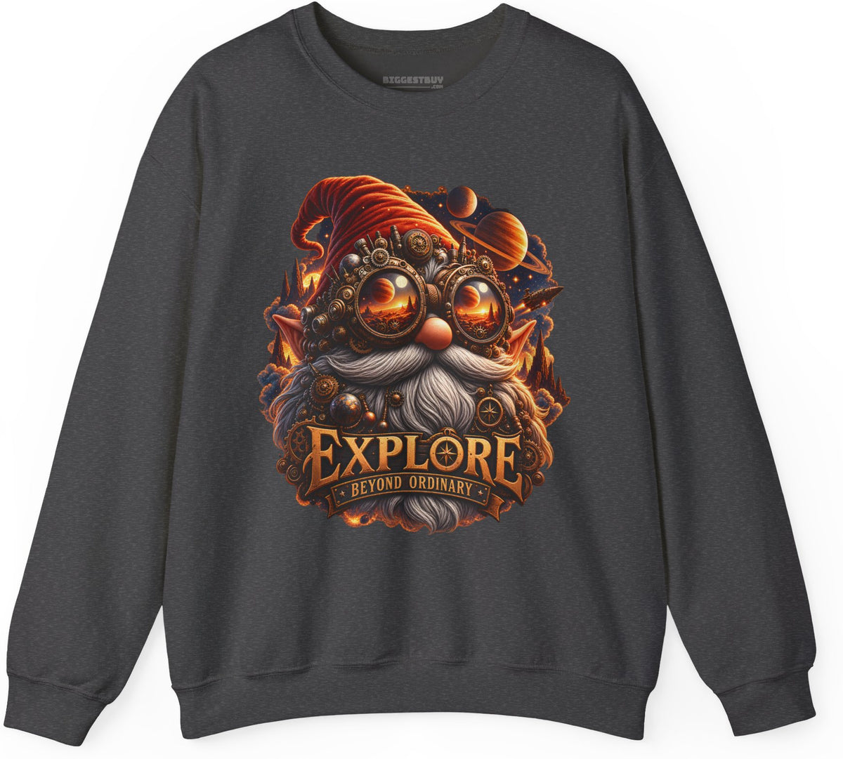Clockwork Explorer - Crewneck Sweatshirt in Dark Heather, front view