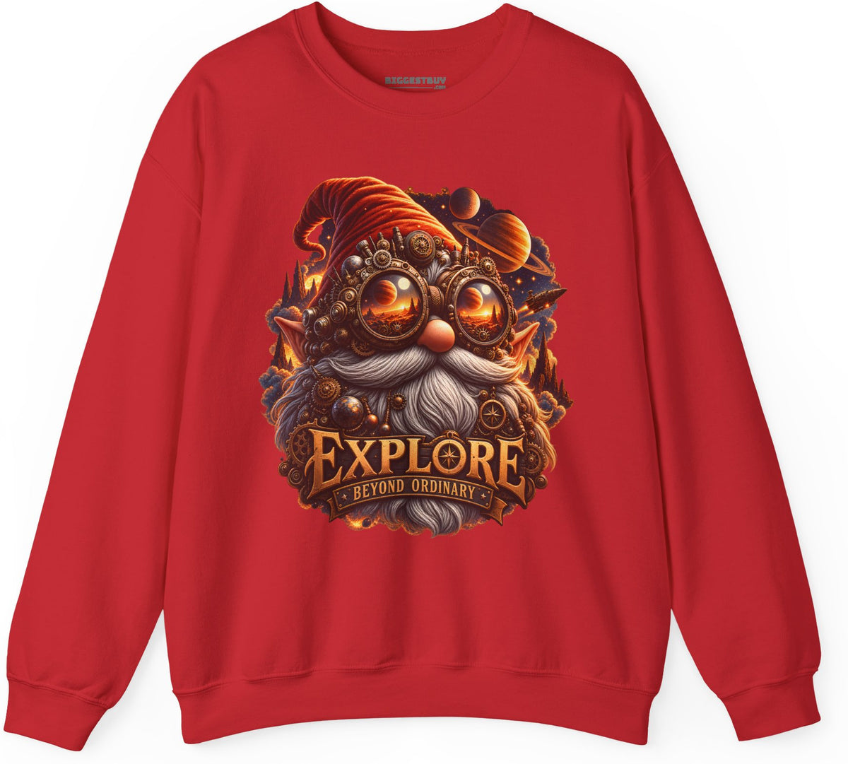 Clockwork Explorer - Crewneck Sweatshirt in Red, front view