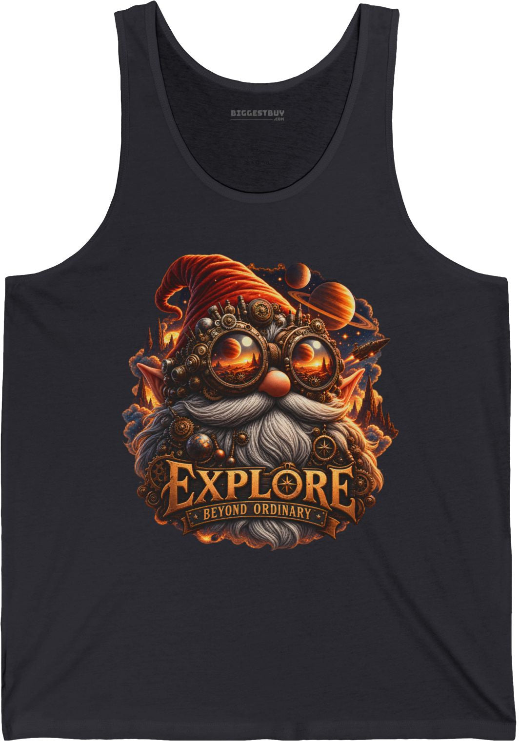 Clockwork Explorer - Jersey Tank Top in Dark Grey, front view