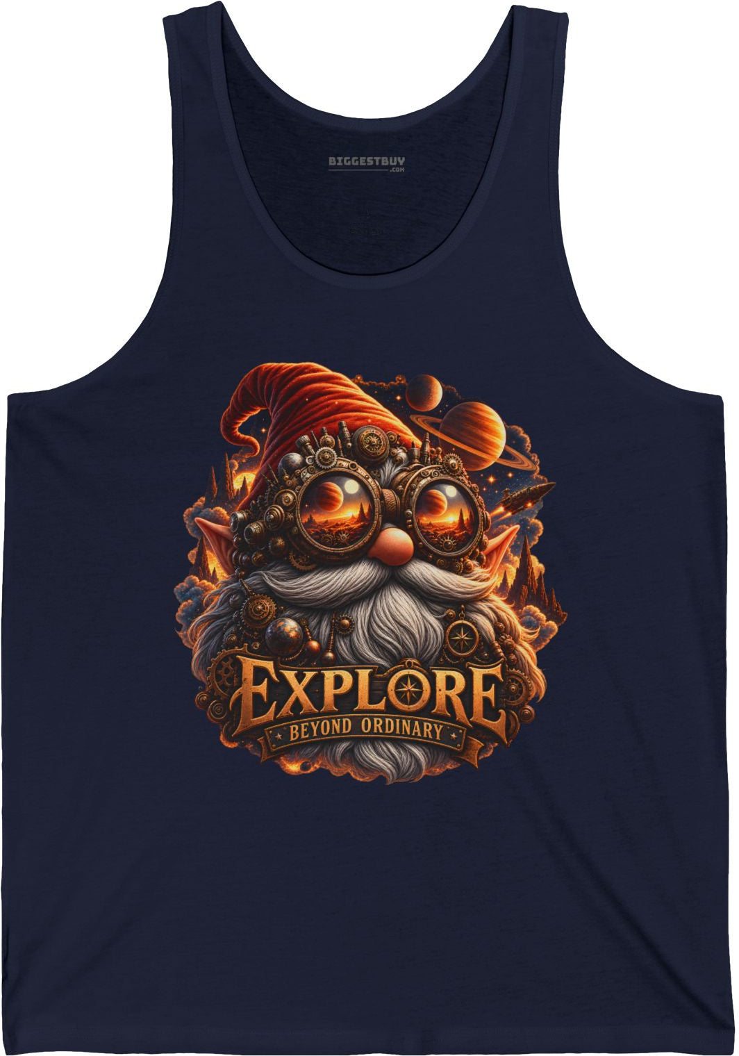 Clockwork Explorer - Jersey Tank Top in Navy, front view