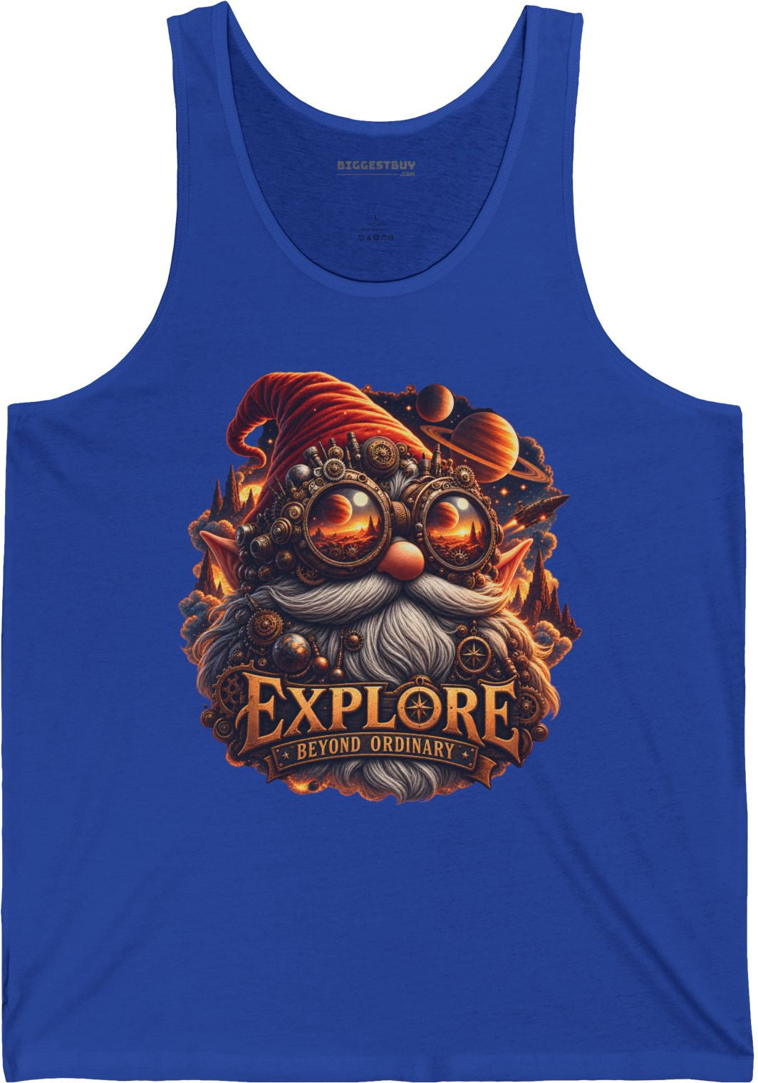 Clockwork Explorer - Jersey Tank Top in True Royal, front view