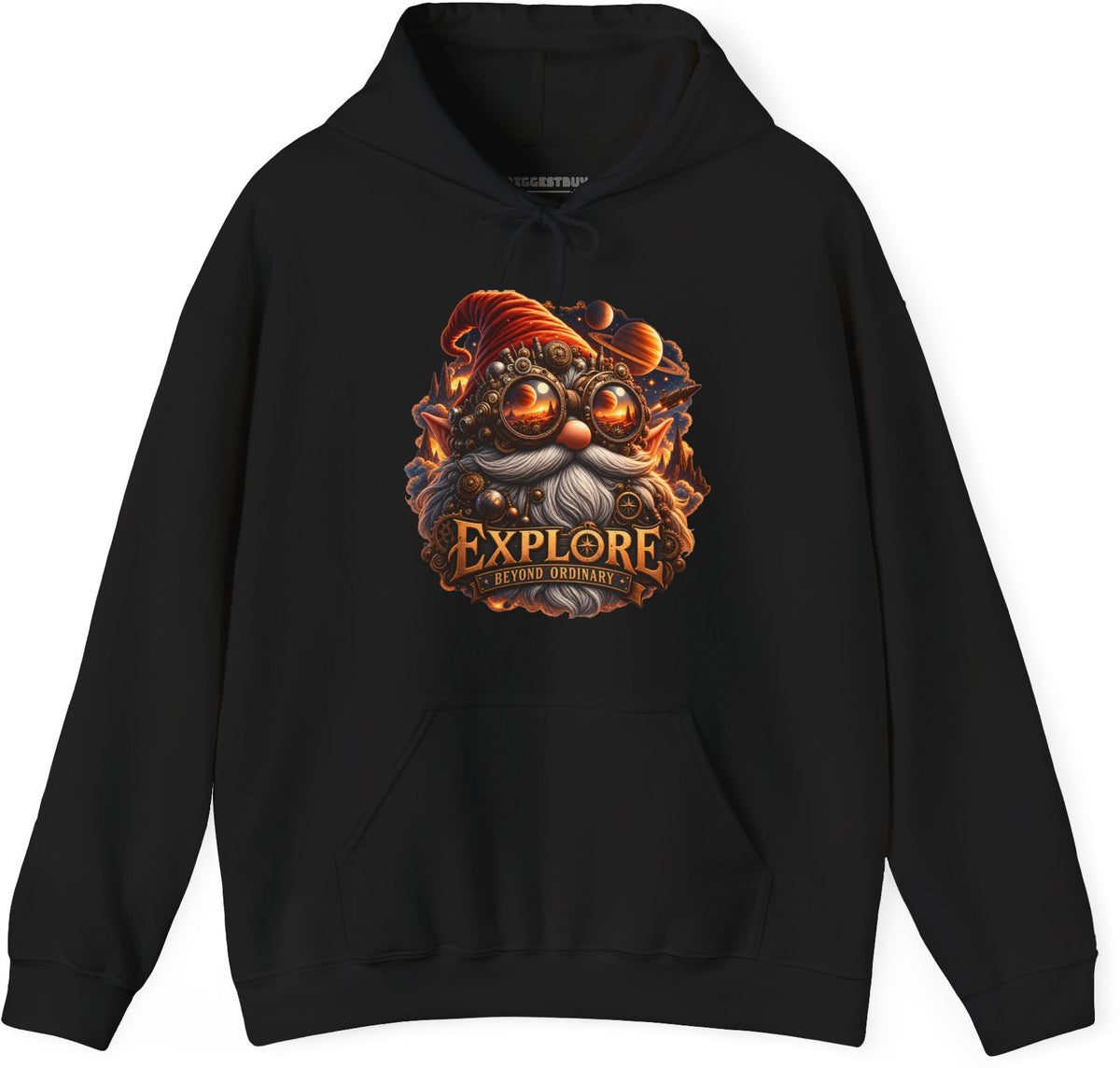 Clockwork Explorer - Pullover Hoodie in Black, front view