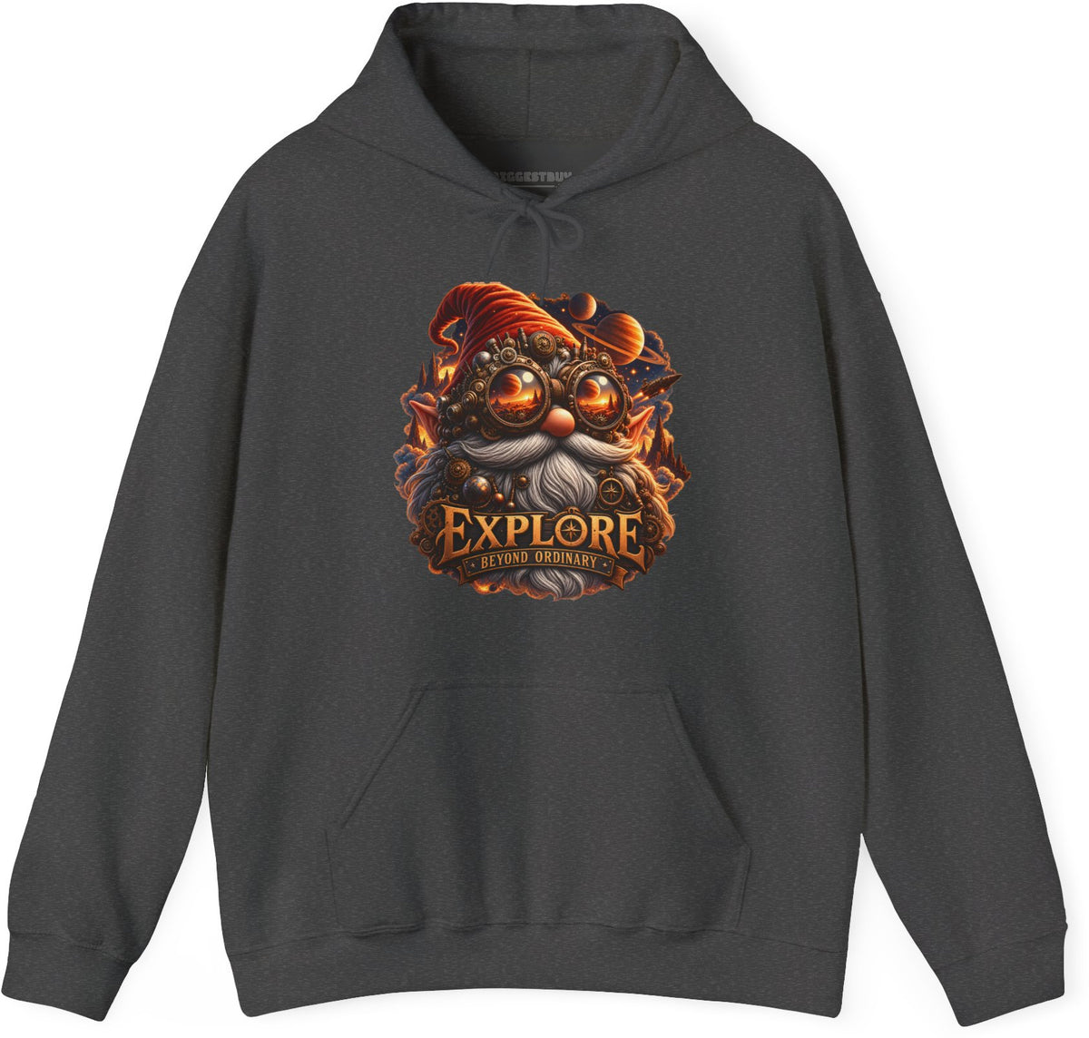 Clockwork Explorer - Pullover Hoodie in Dark Heather, front view