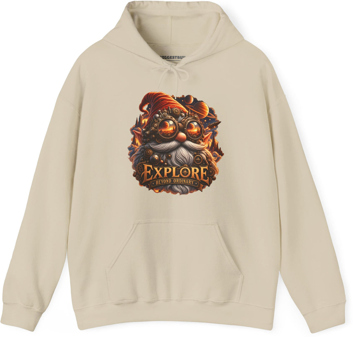 Clockwork Explorer - Pullover Hoodie in Sand, front view