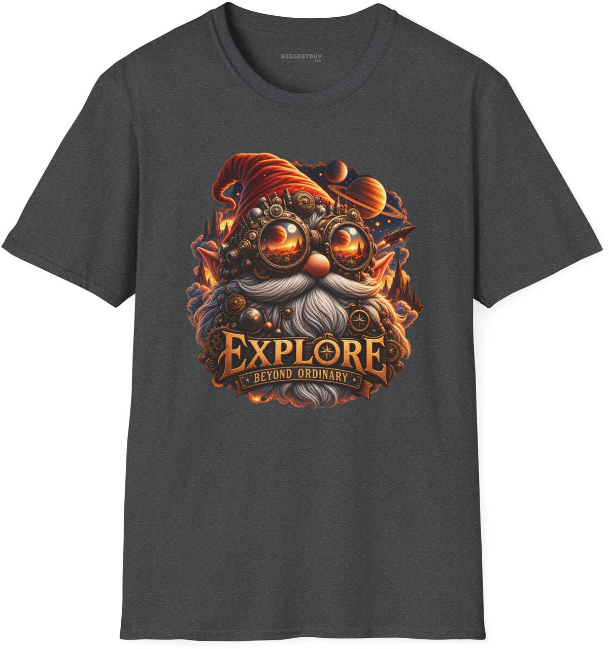Clockwork Explorer - Softstyle T-Shirt in Dark Heather, front view