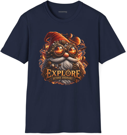 Clockwork Explorer - Softstyle T-Shirt in Navy, front view