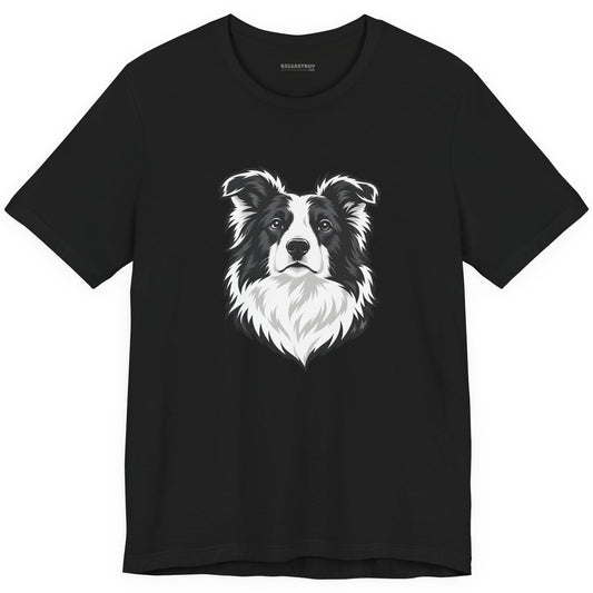 Collie Crest - Classic Jersey Tee in Black, front view