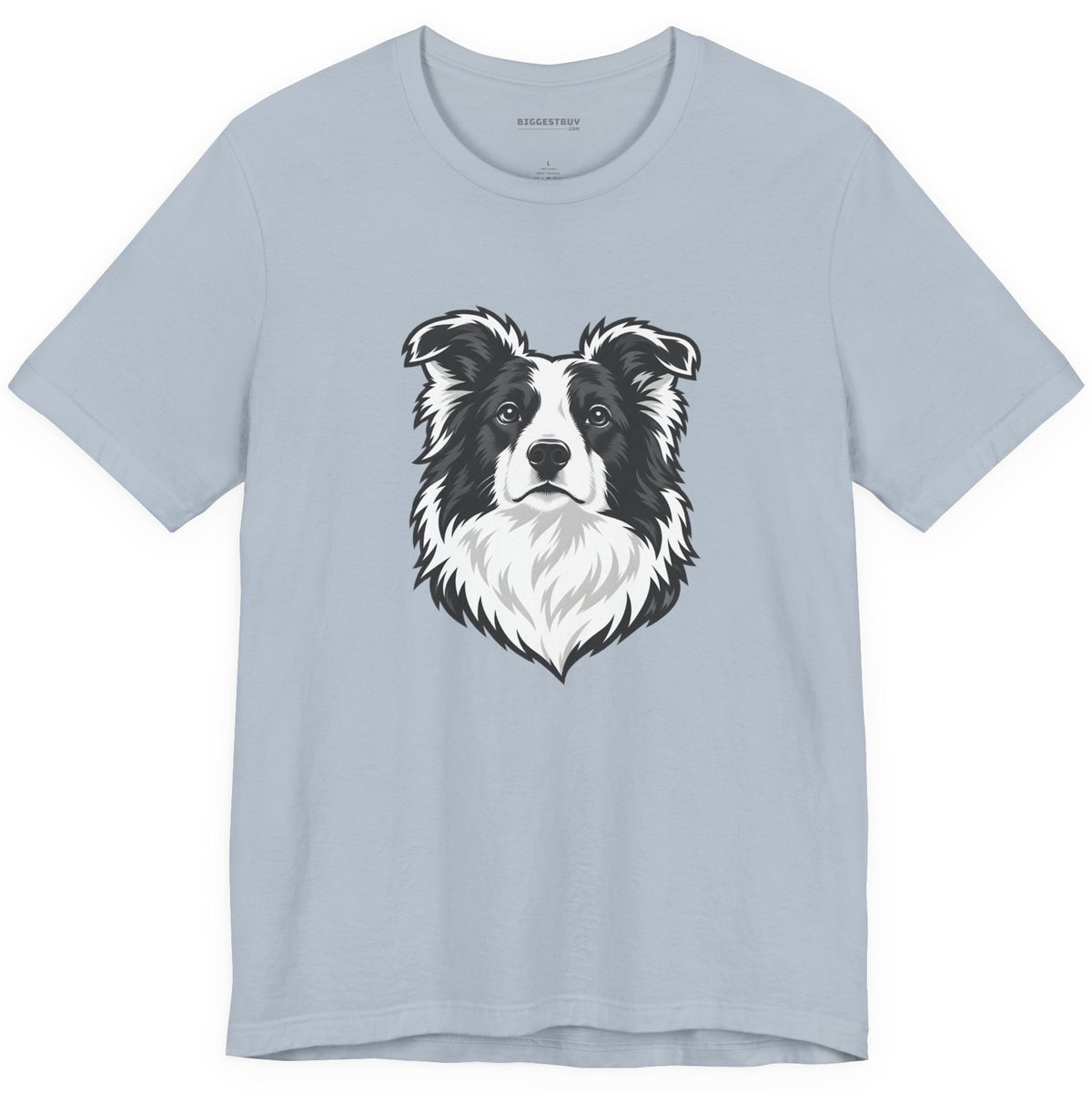 Collie Crest - Classic Jersey Tee in Light Blue, front view