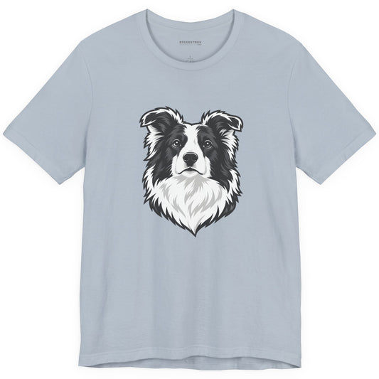 Collie Crest - Classic Jersey Tee in Light Blue, front view