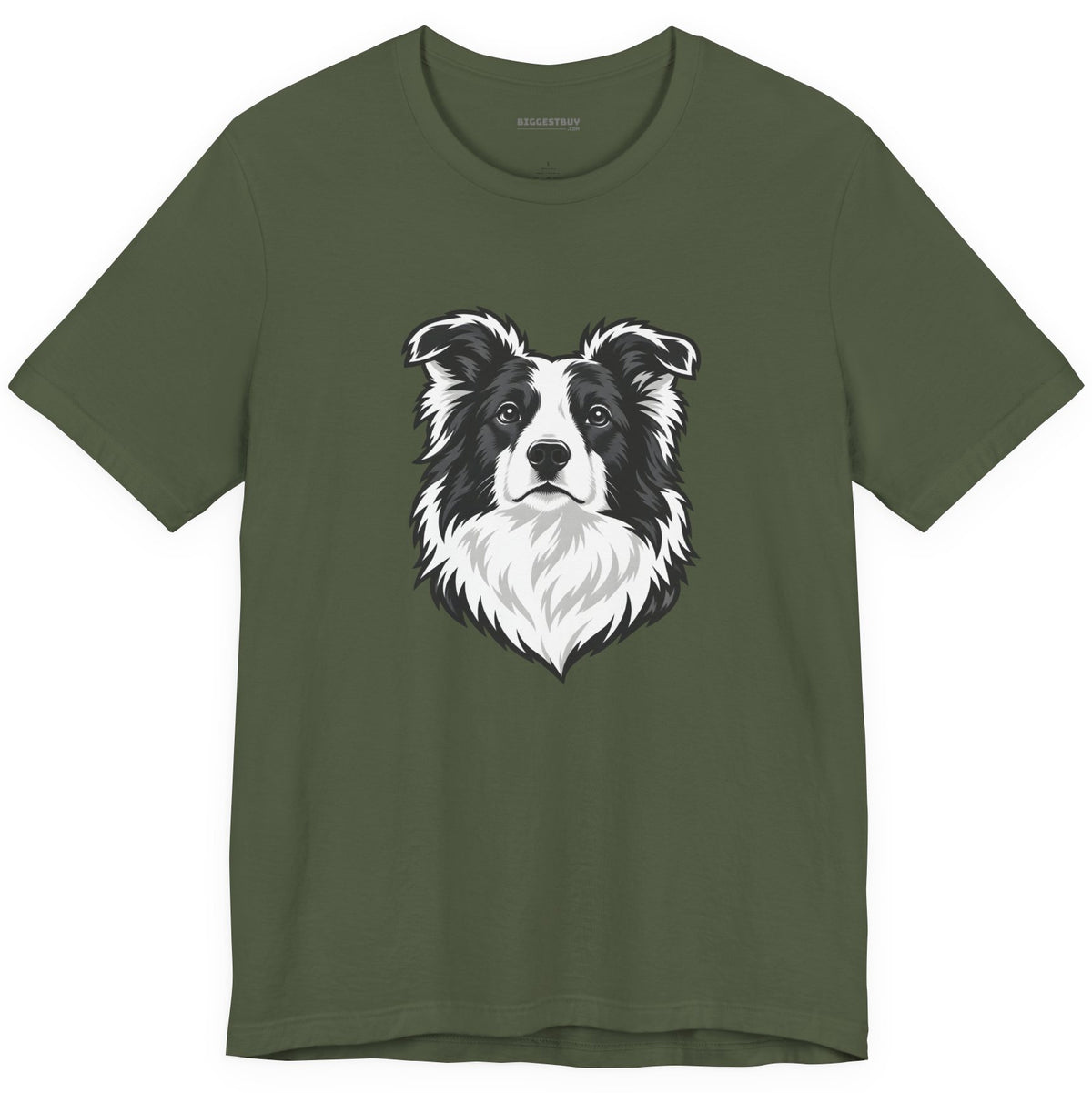 Collie Crest - Classic Jersey Tee in Military Green, front view