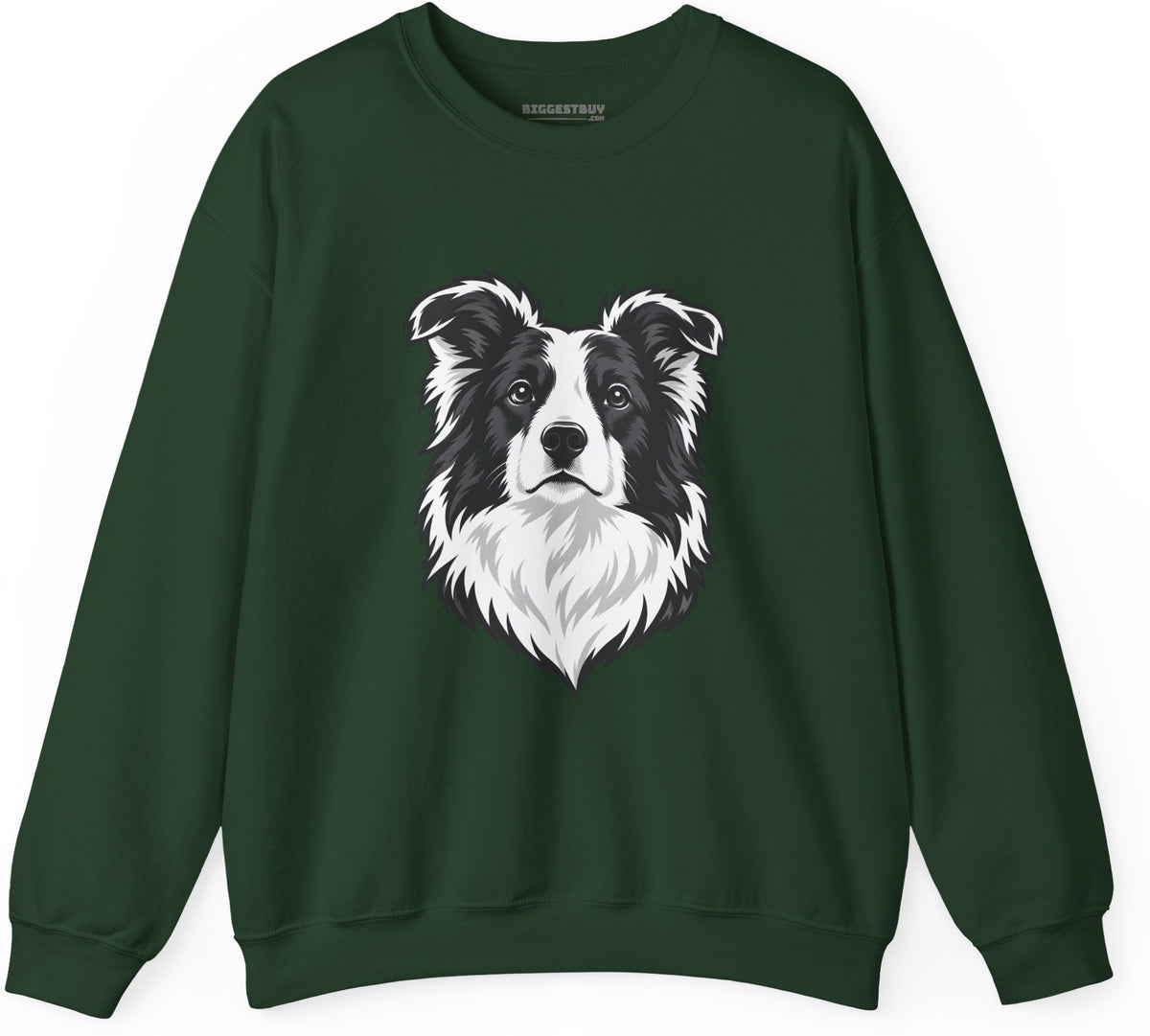 Collie Crest - Crewneck Sweatshirt in Forest Green, front view