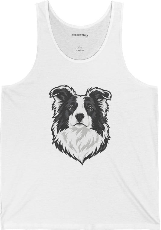 Collie Crest - Jersey Tank Top in White, front view