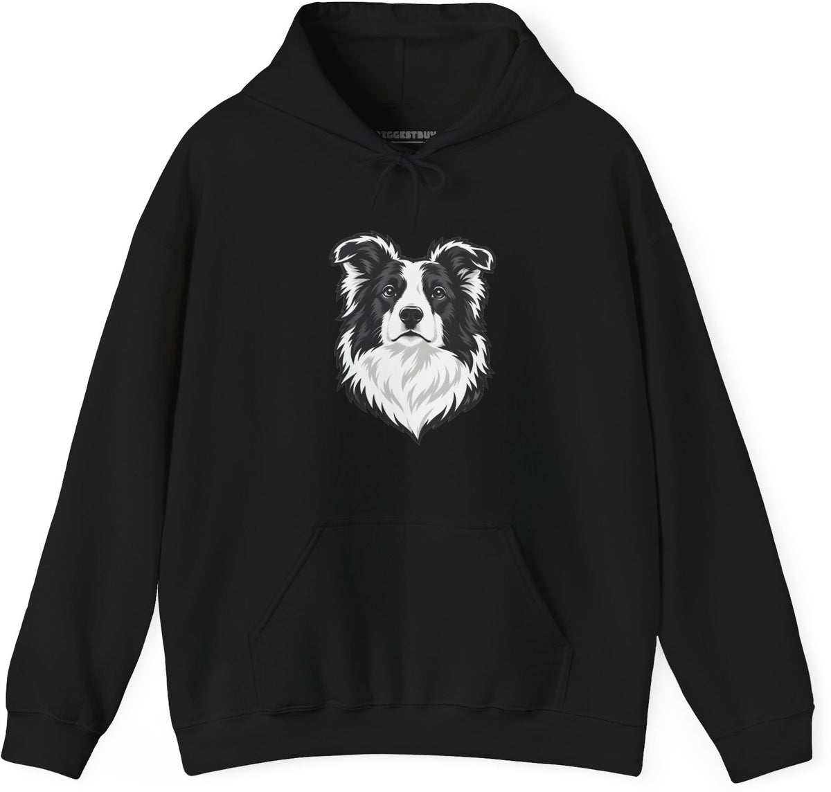 Collie Crest - Pullover Hoodie in Black, front view