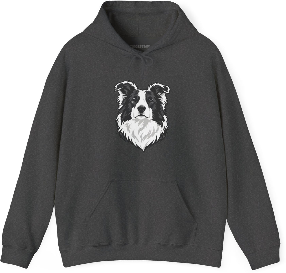 Collie Crest - Pullover Hoodie in Dark Heather, front view
