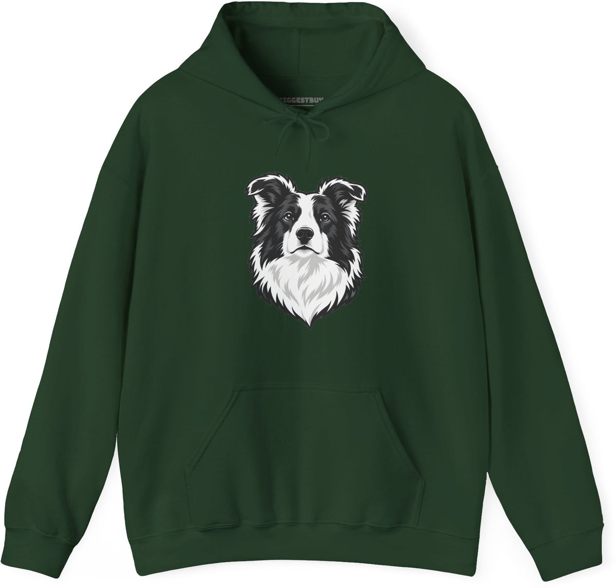Collie Crest - Pullover Hoodie in Forest Green, front view
