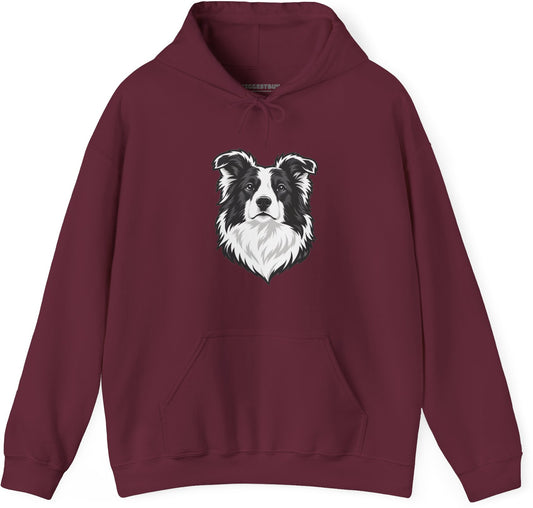 Collie Crest - Pullover Hoodie in Maroon, front view