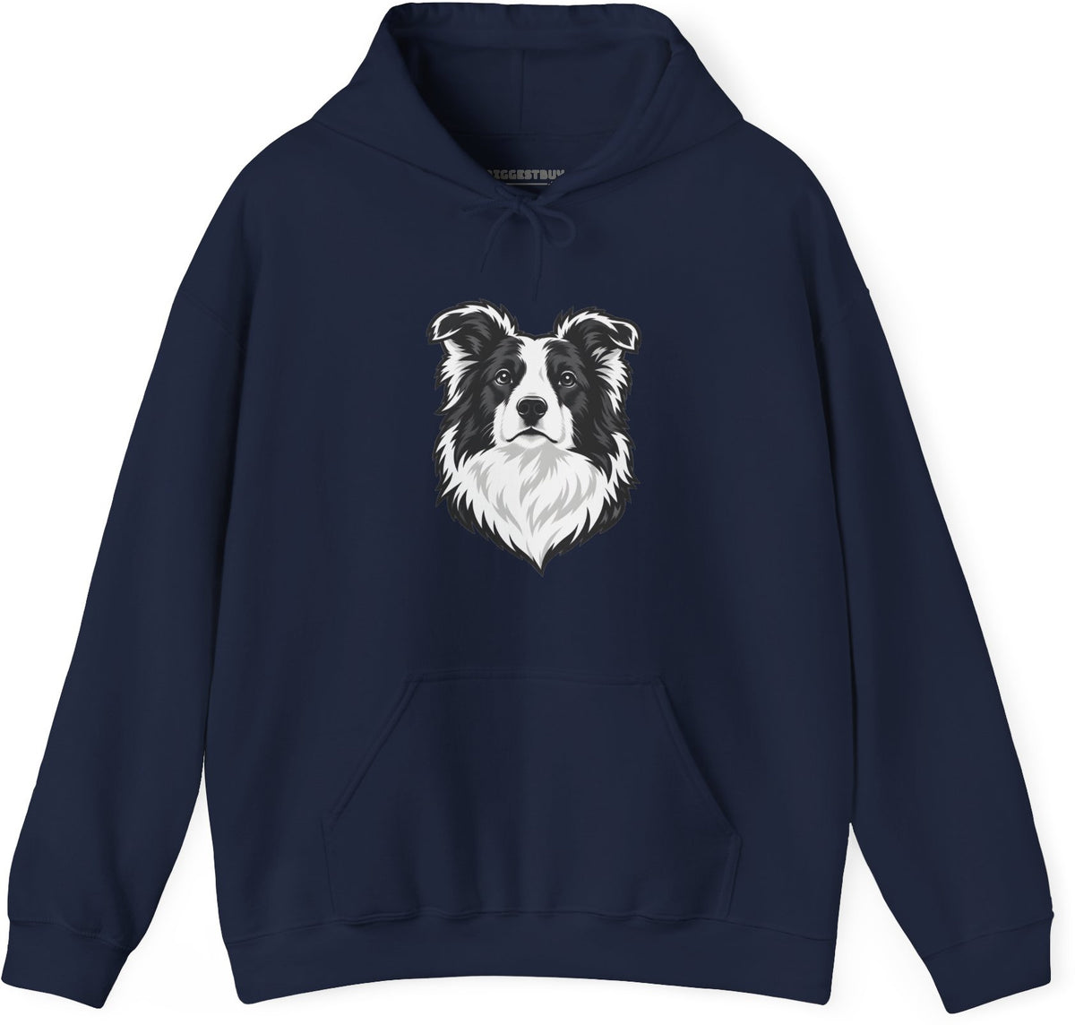Collie Crest - Pullover Hoodie in Navy, front view
