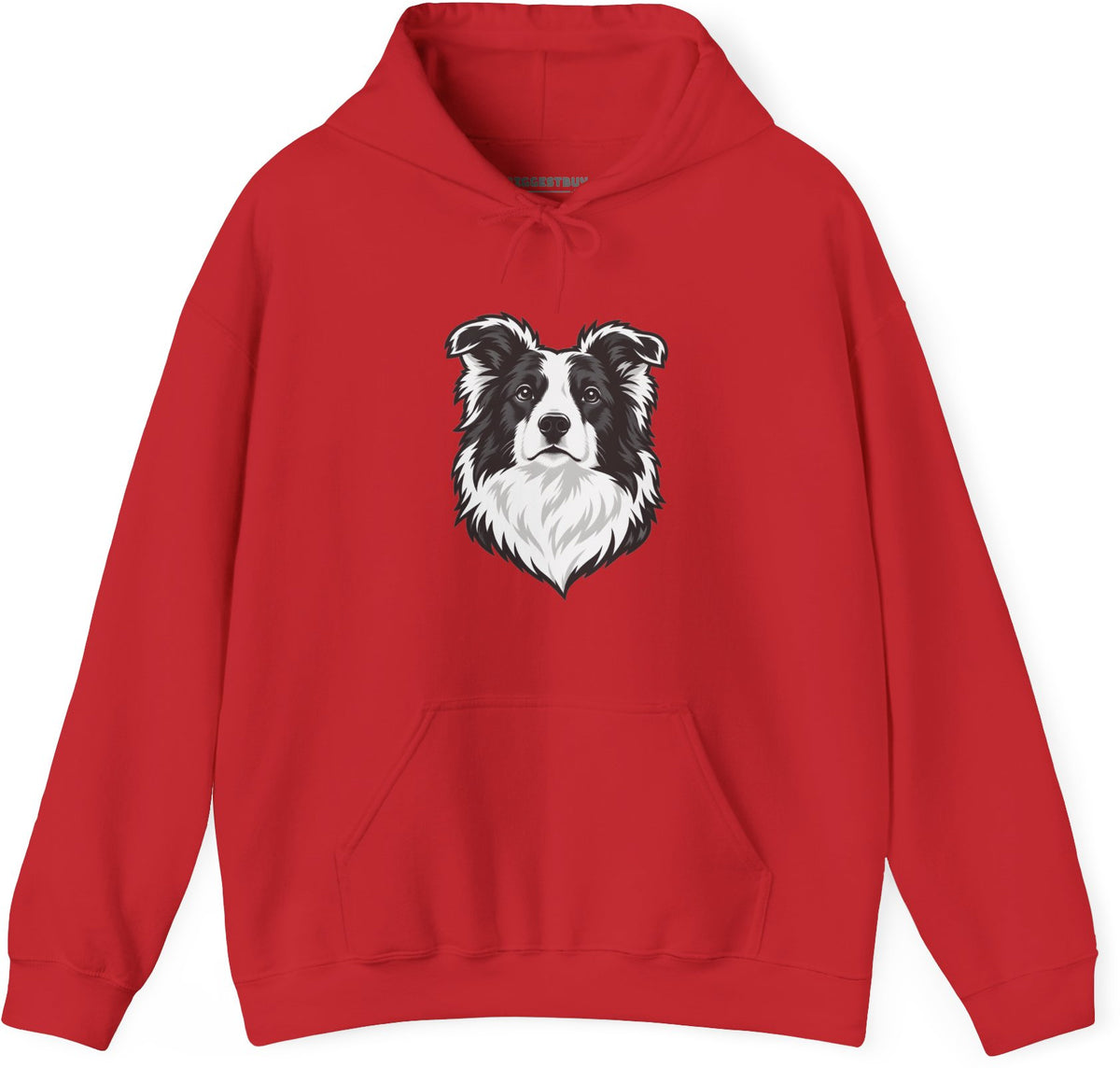 Collie Crest - Pullover Hoodie in Red, front view
