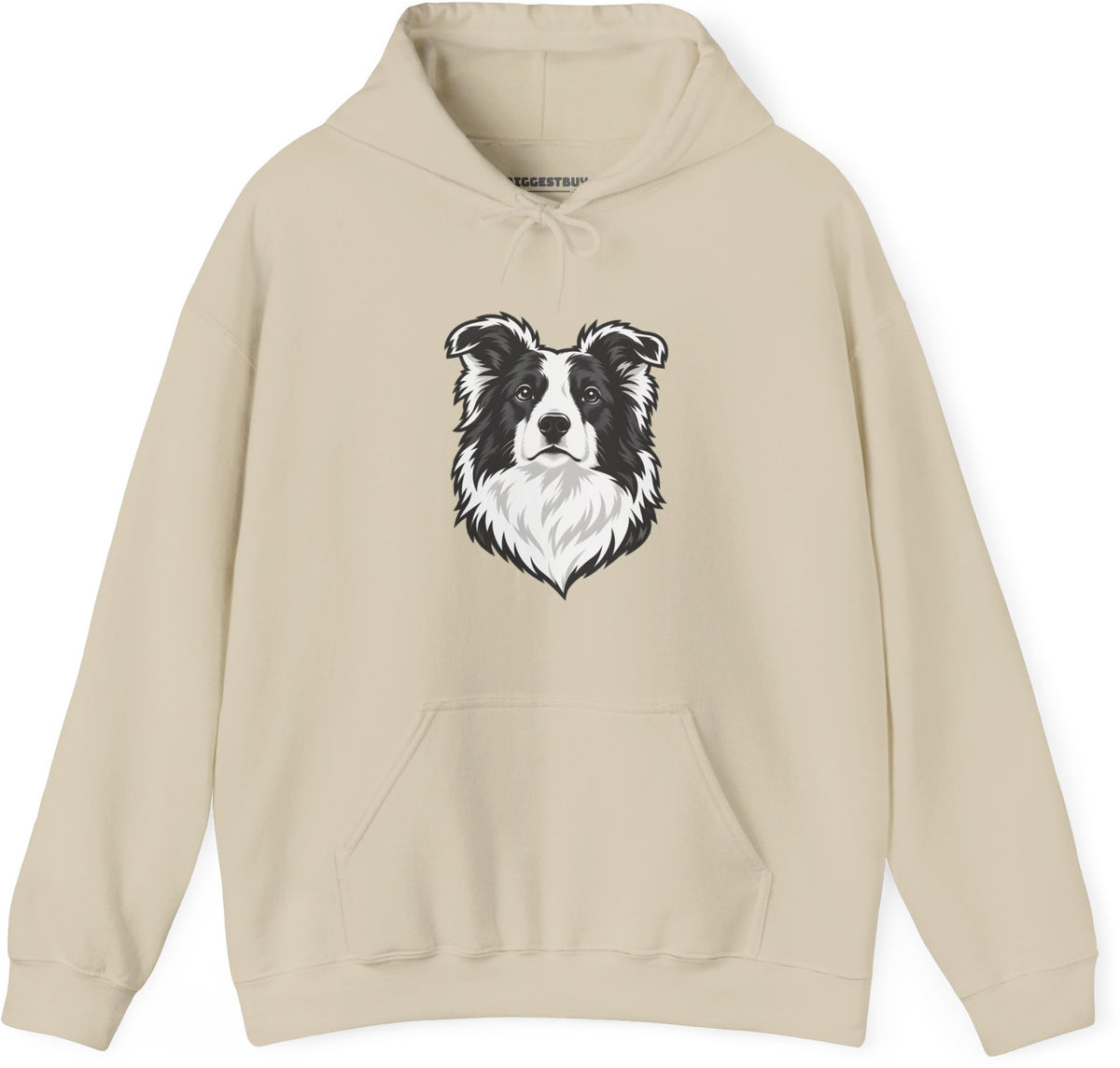 Collie Crest - Pullover Hoodie in Sand, front view