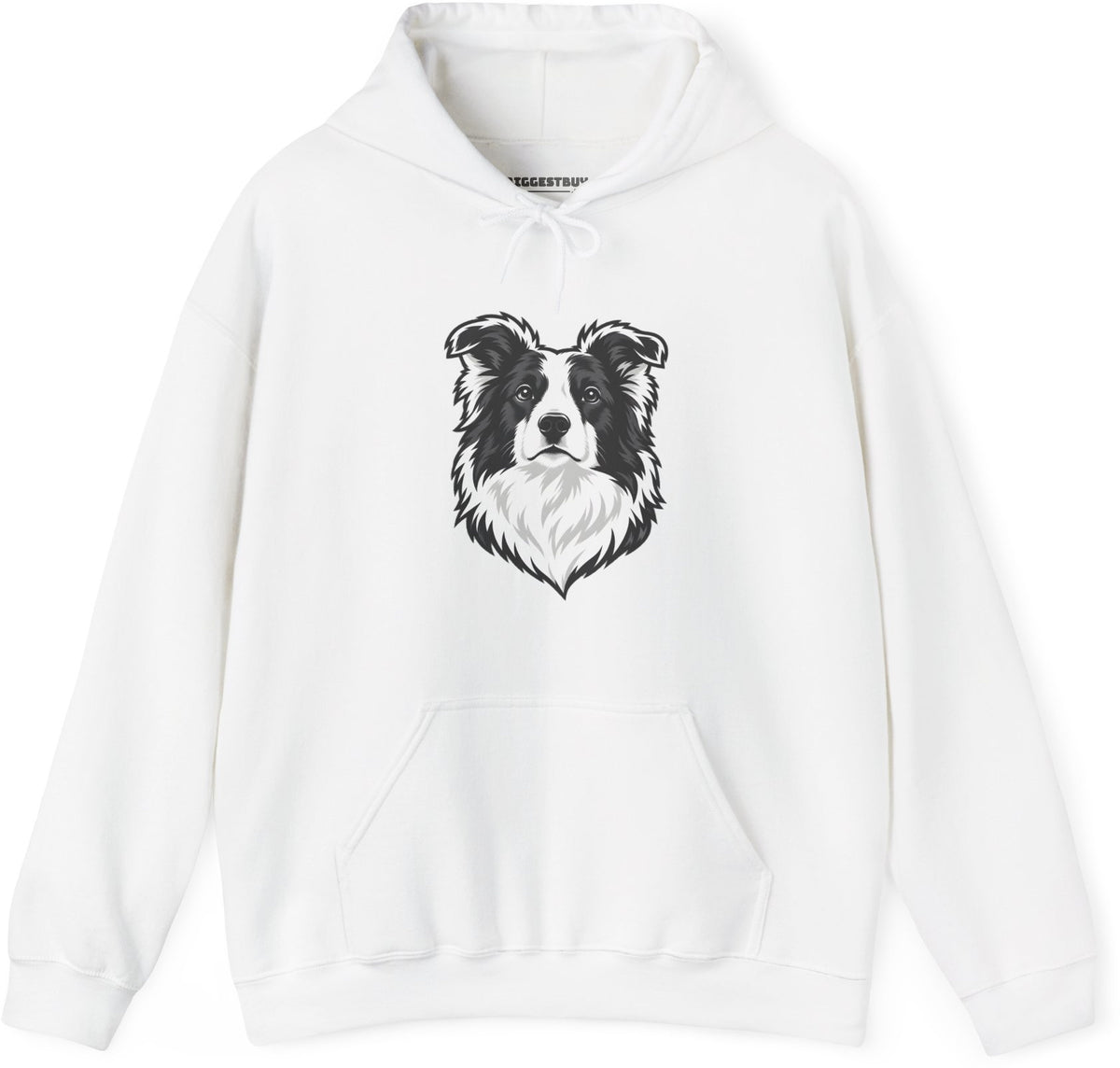 Collie Crest - Pullover Hoodie in White, front view
