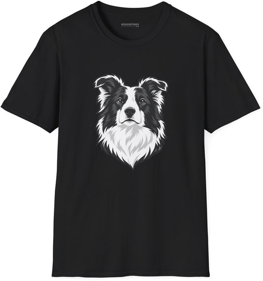 Collie Crest - Softstyle T-Shirt in Black, front view