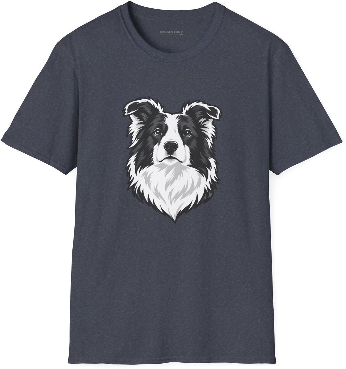 Collie Crest - Softstyle T-Shirt in Heather Navy, front view