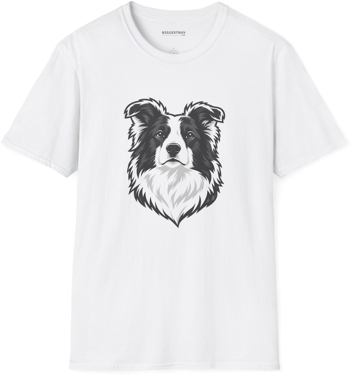 Collie Crest - Softstyle T-Shirt in White, front view