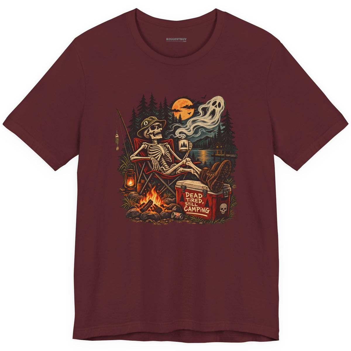 Dead Tired - Classic Jersey Tee in Maroon, front view