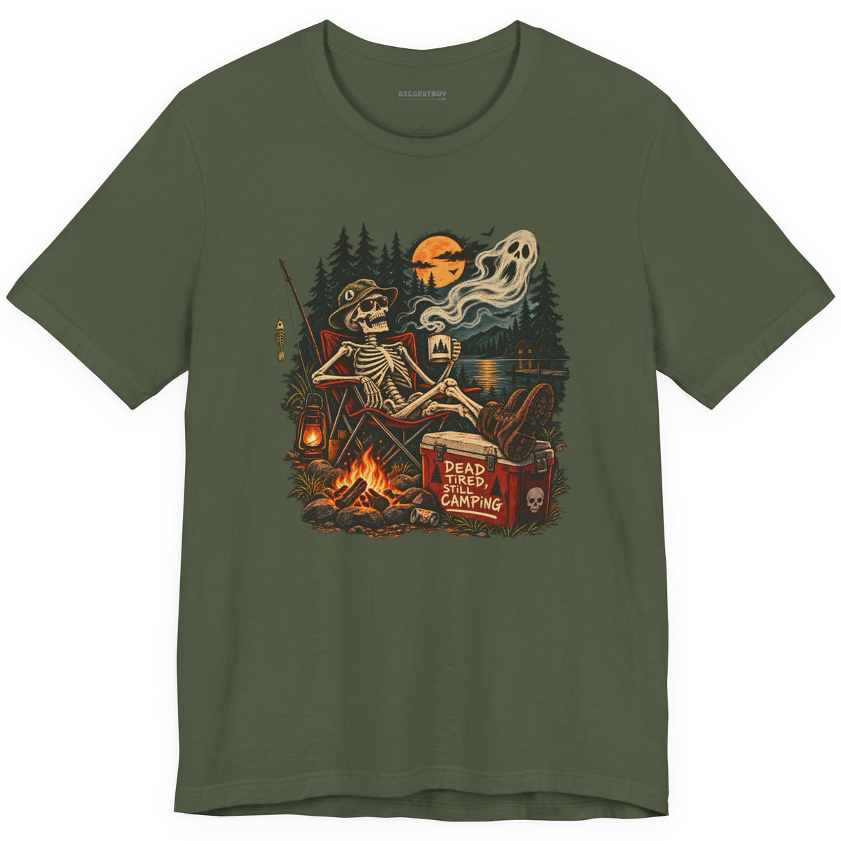 Dead Tired - Classic Jersey Tee in Military Green, front view