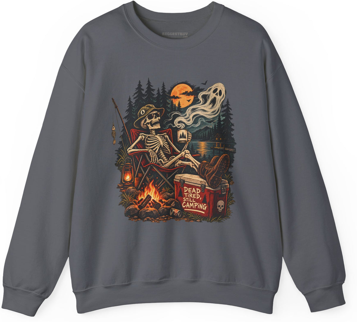 Dead Tired - Crewneck Sweatshirt in Charcoal, front view