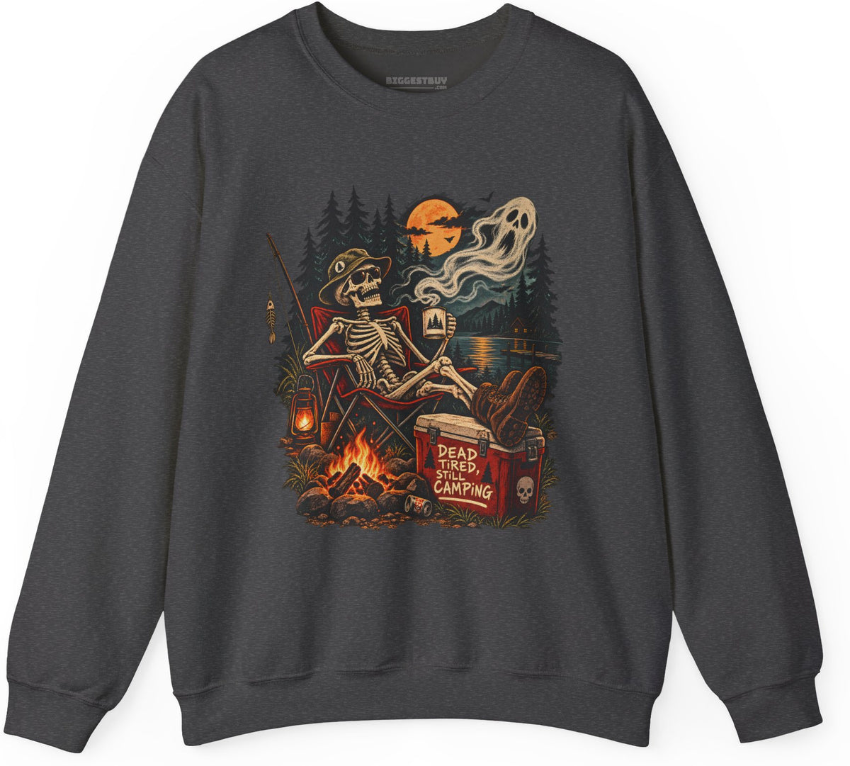 Dead Tired - Crewneck Sweatshirt in Dark Heather, front view