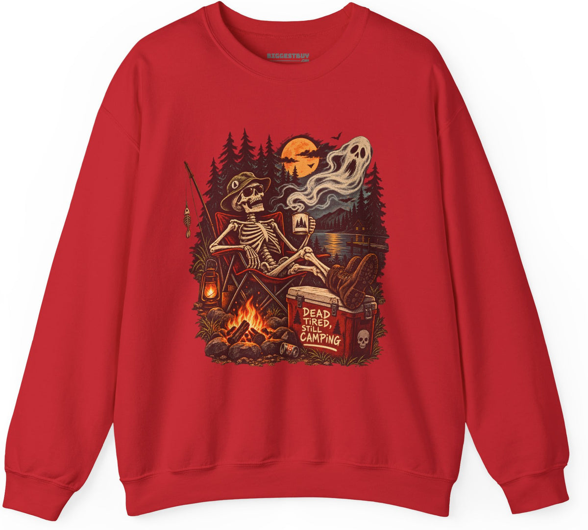 Dead Tired - Crewneck Sweatshirt in Red, front view