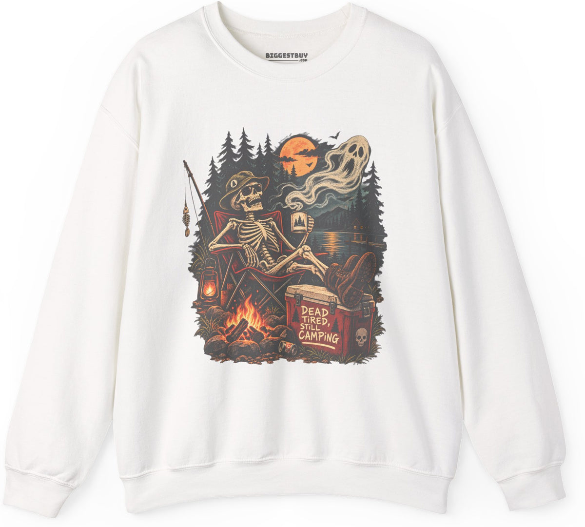 Dead Tired - Crewneck Sweatshirt in White, front view