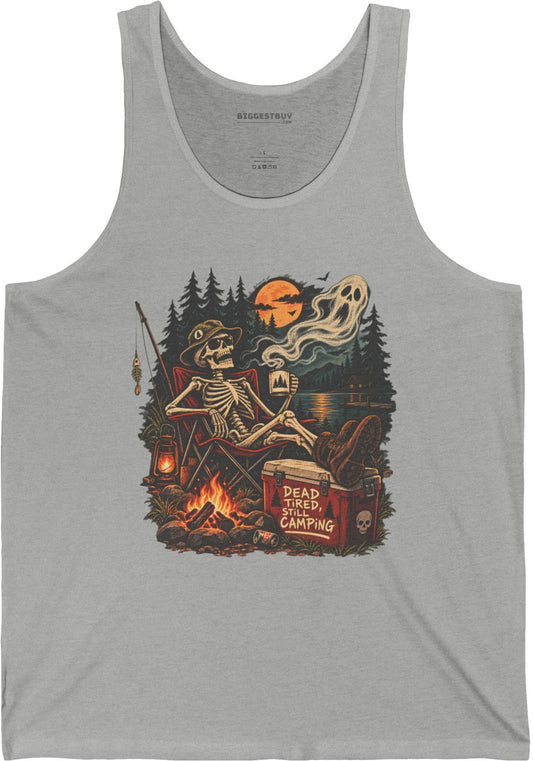Dead Tired - Jersey Tank Top in Athletic Heather, front view