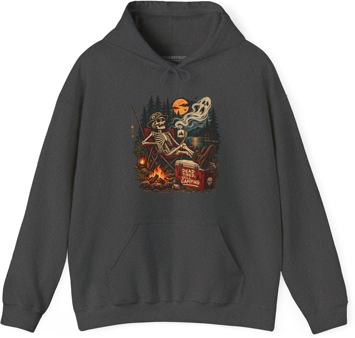 Dead Tired - Pullover Hoodie in Dark Heather, front view