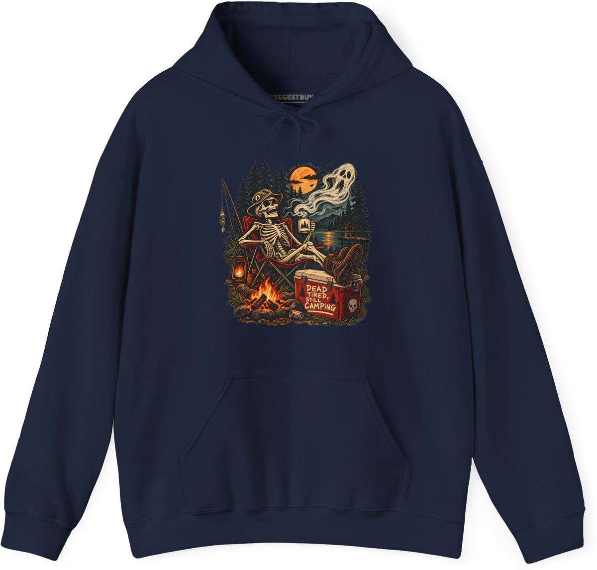 Dead Tired - Pullover Hoodie in Navy, front view