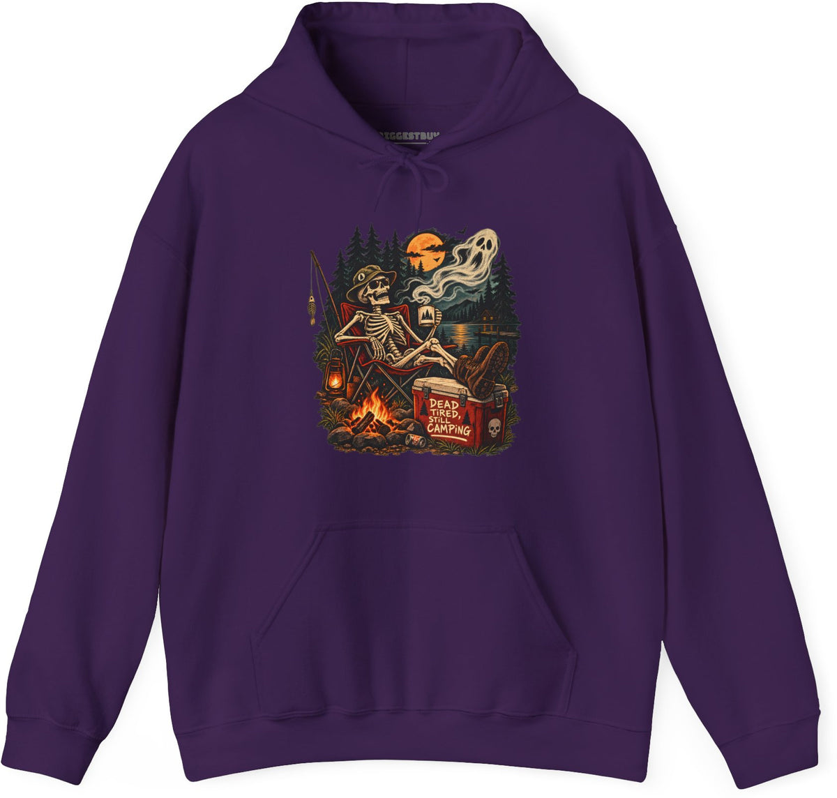 Dead Tired - Pullover Hoodie in Purple, front view