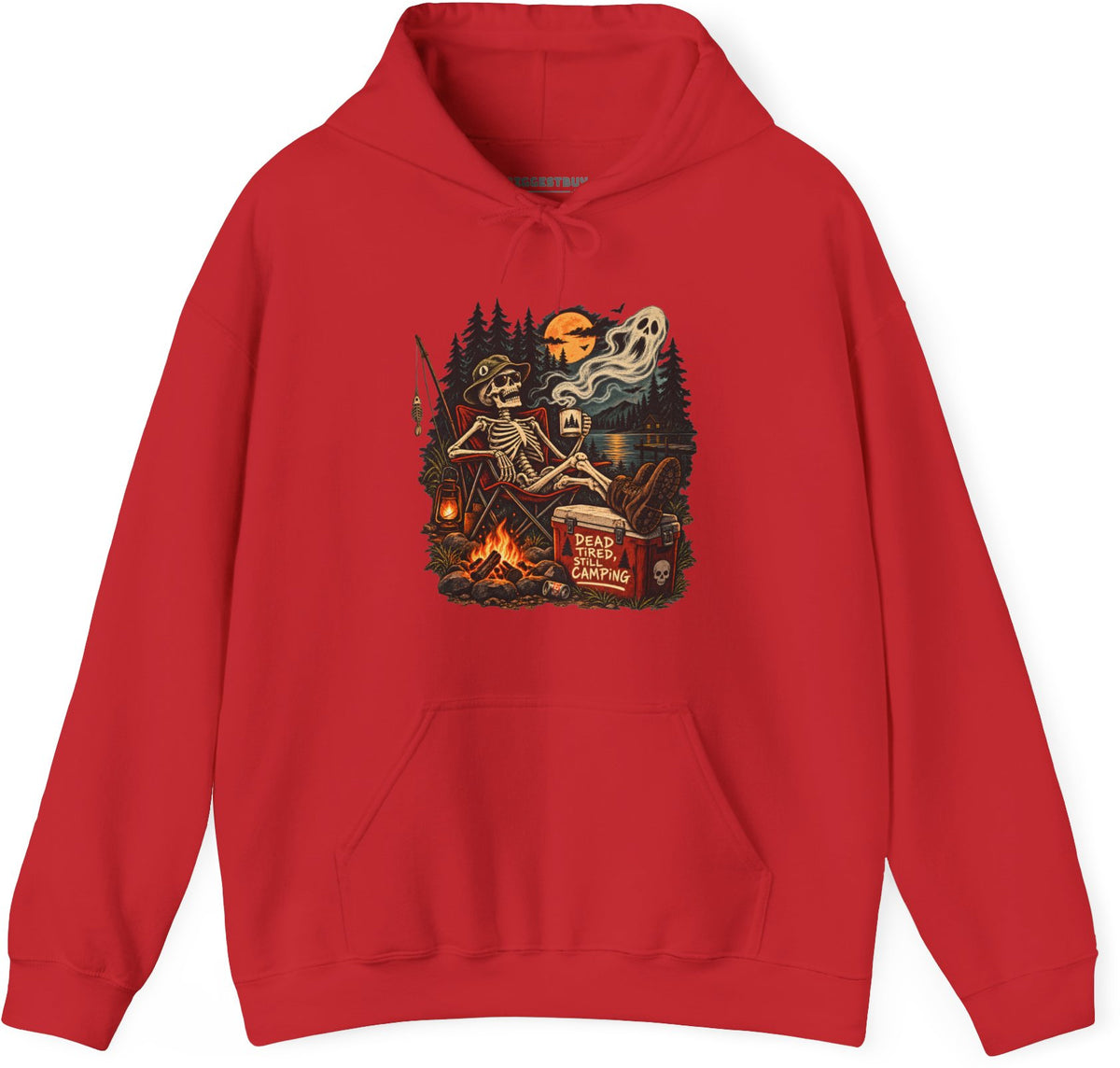 Dead Tired - Pullover Hoodie in Red, front view