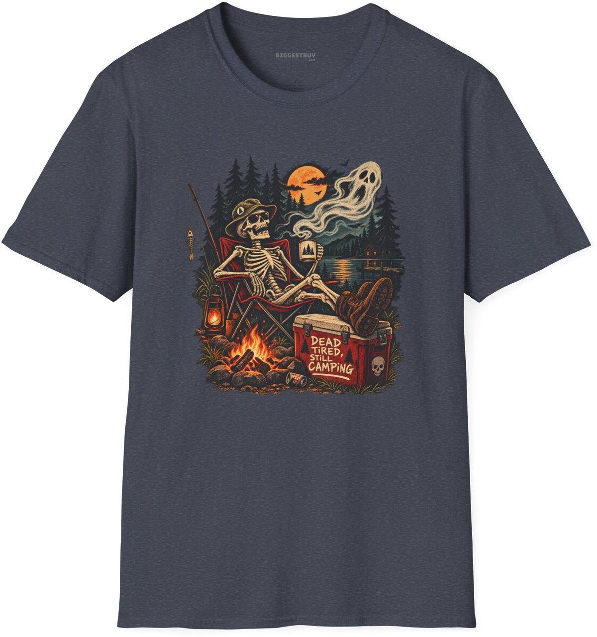 Dead Tired - Softstyle T-Shirt in Heather Navy, front view