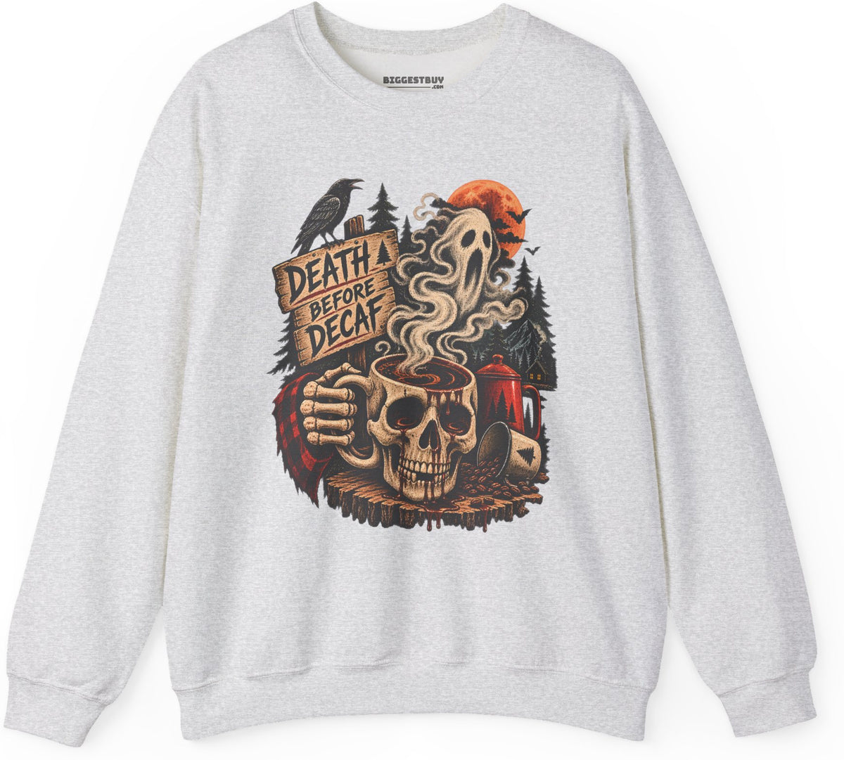 Death Decaf - Crewneck Sweatshirt in Ash, front view