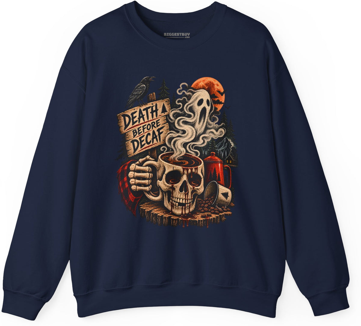 Death Decaf - Crewneck Sweatshirt in Navy, front view