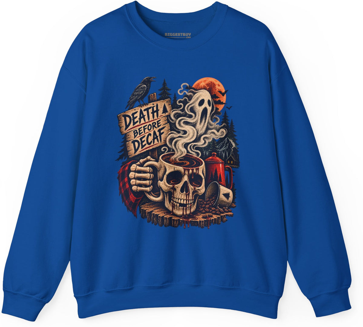 Death Decaf - Crewneck Sweatshirt in Royal, front view