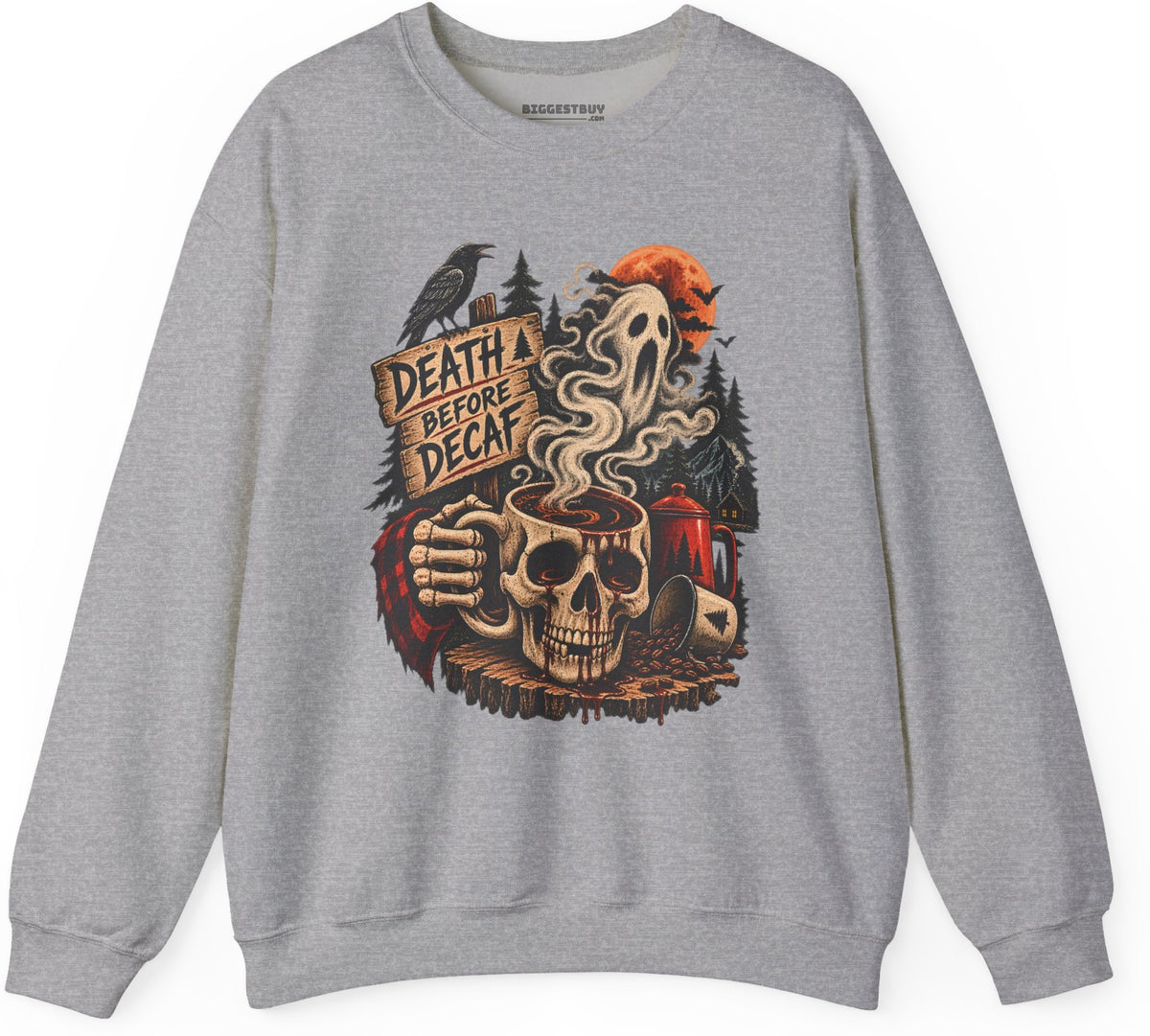 Death Decaf - Crewneck Sweatshirt in Sport Grey, front view