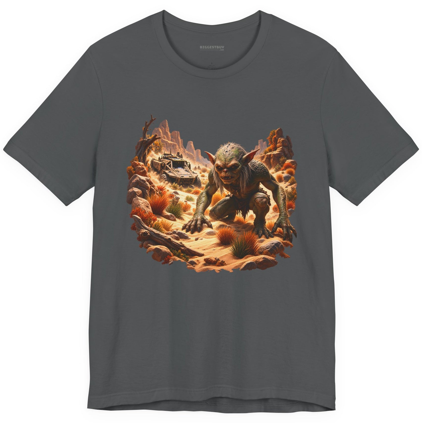 Desert Gargoyle - Classic Jersey Tee in Asphalt, front view