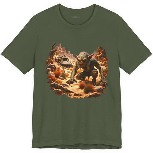 Desert Gargoyle - Classic Jersey Tee in Military Green, front view