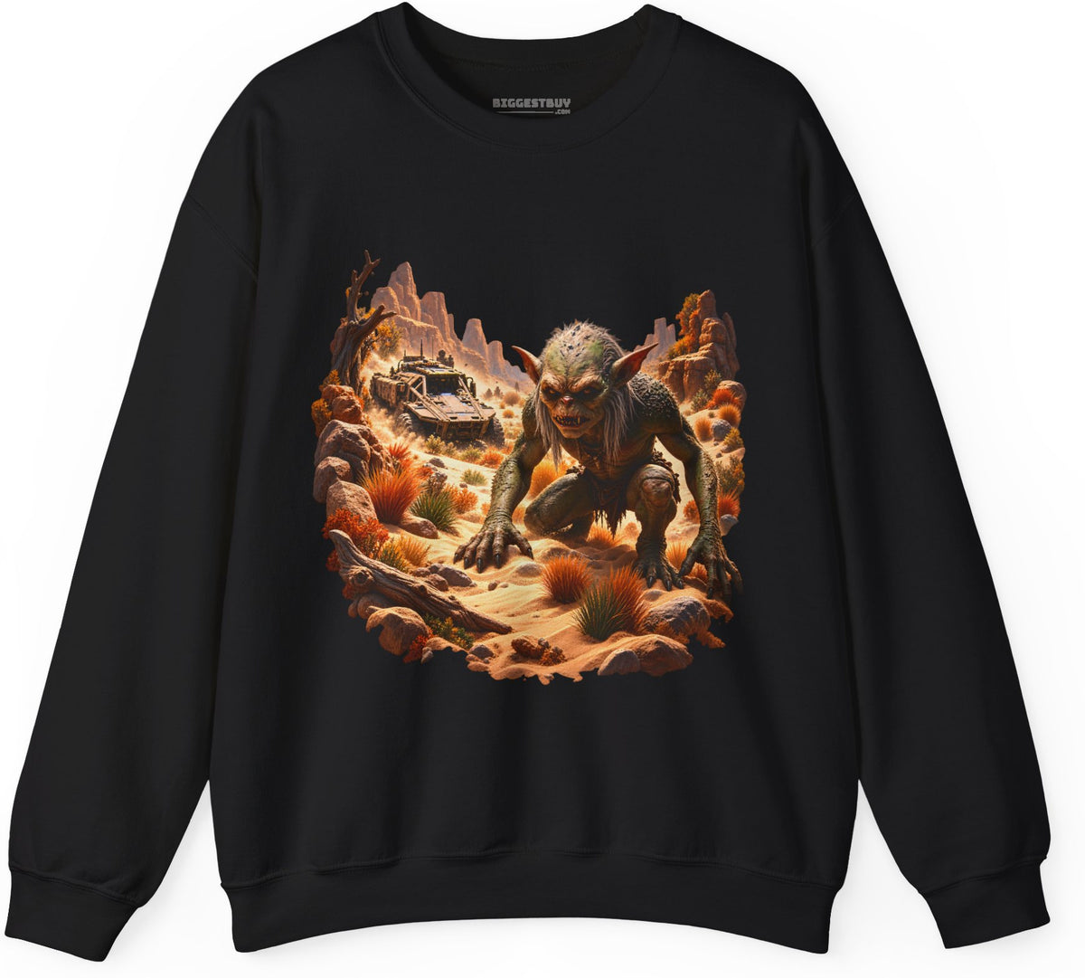 Desert Gargoyle - Crewneck Sweatshirt in Black, front view