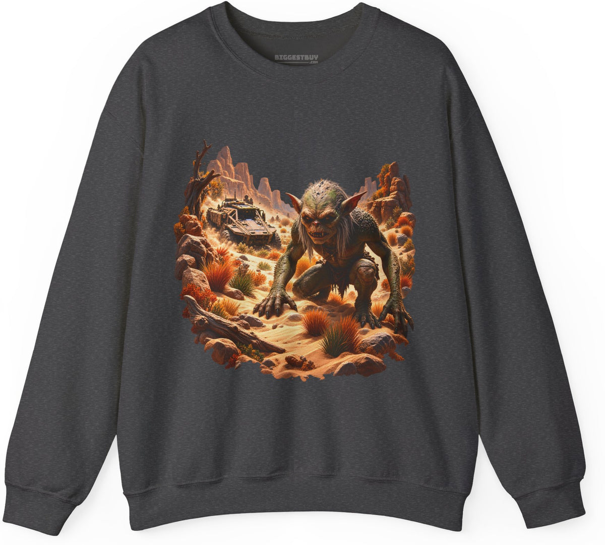 Desert Gargoyle - Crewneck Sweatshirt in Dark Heather, front view